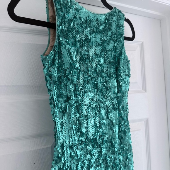 DRESS THE POPULATION Aqua Blue Sequin Sleeveless Kim Mini Party Dress XS - Picture 8 of 11